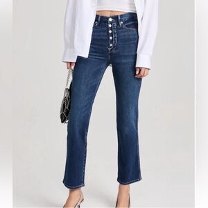 Good American Good Curves Straight Partial Exposed Button Jeans Size 10/30